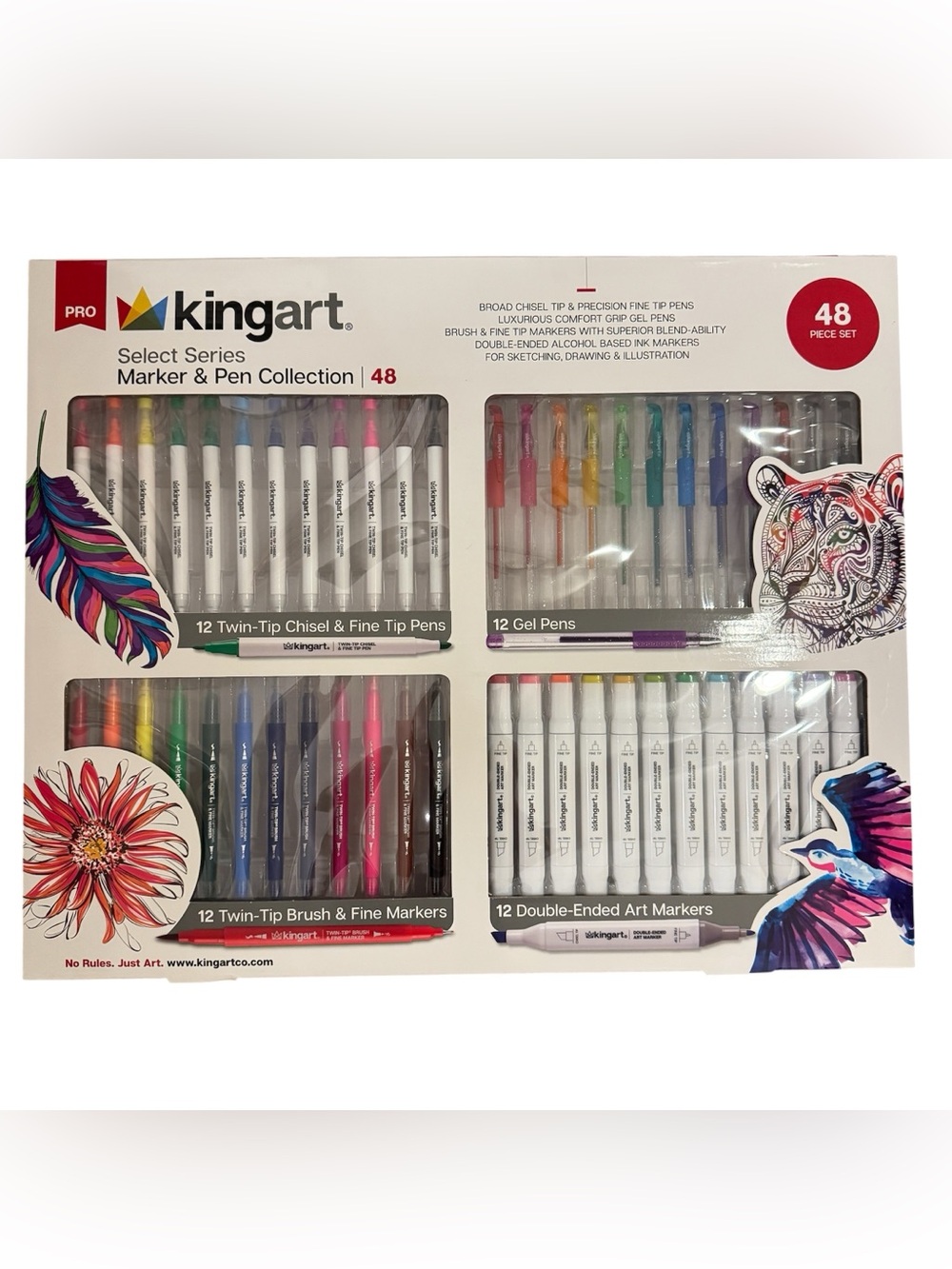 Kingart 48-Piece Marker & Pen Collection